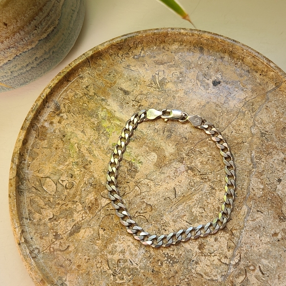 Sterling Silver 925 Cuban Link Men's Chain Bracelet